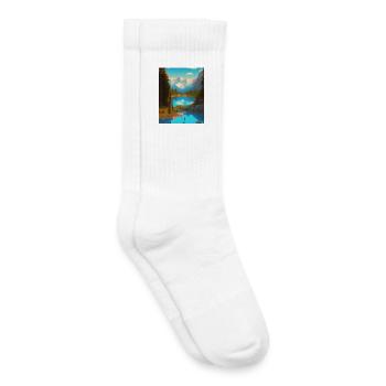 Paysage nature forêt - Chaussettes de tennis bio enfant - blanc - Droite