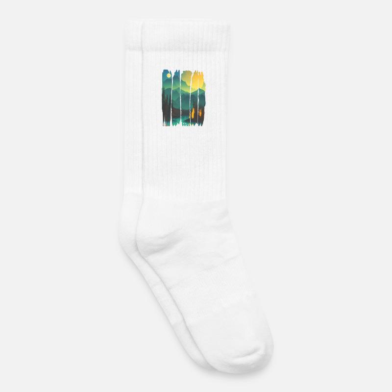 Landscape Campfire Forest - Kids Tennis Socks - white