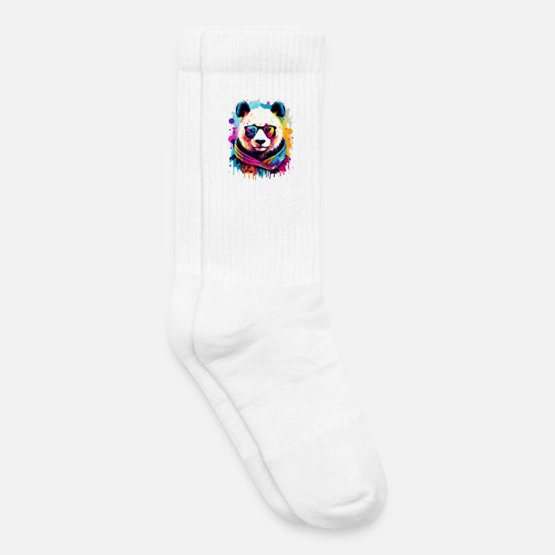 Panda Farbenfroh - Pandabär Bunt - Panda Bär - Kinder Tennissocken - Weiß