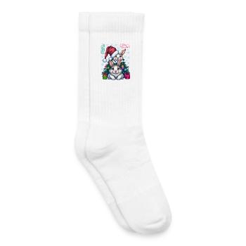 Festliche Osterhasen mit Weihnachtsmütze - Kinder Tennissocken - Weiß - Rechts