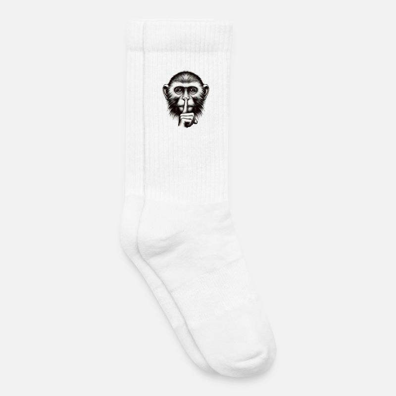 Silent Monkey - Logo - Kids Tennis Socks - white