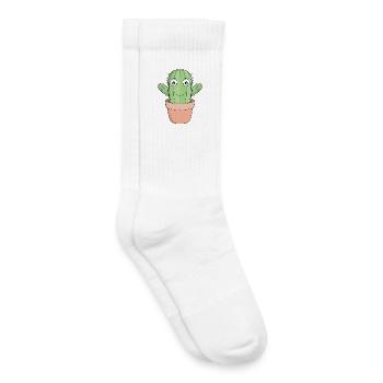 Un joli cactus souriant - Chaussettes de tennis bio enfant - blanc - Droite