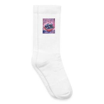 Myrtilles sur fond pastel - Chaussettes de tennis bio enfant - blanc - Droite