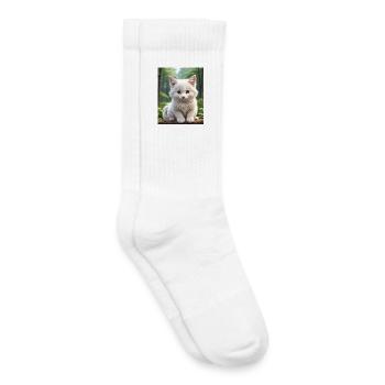 Chat mignon - Chaussettes de tennis bio enfant - blanc - Droite