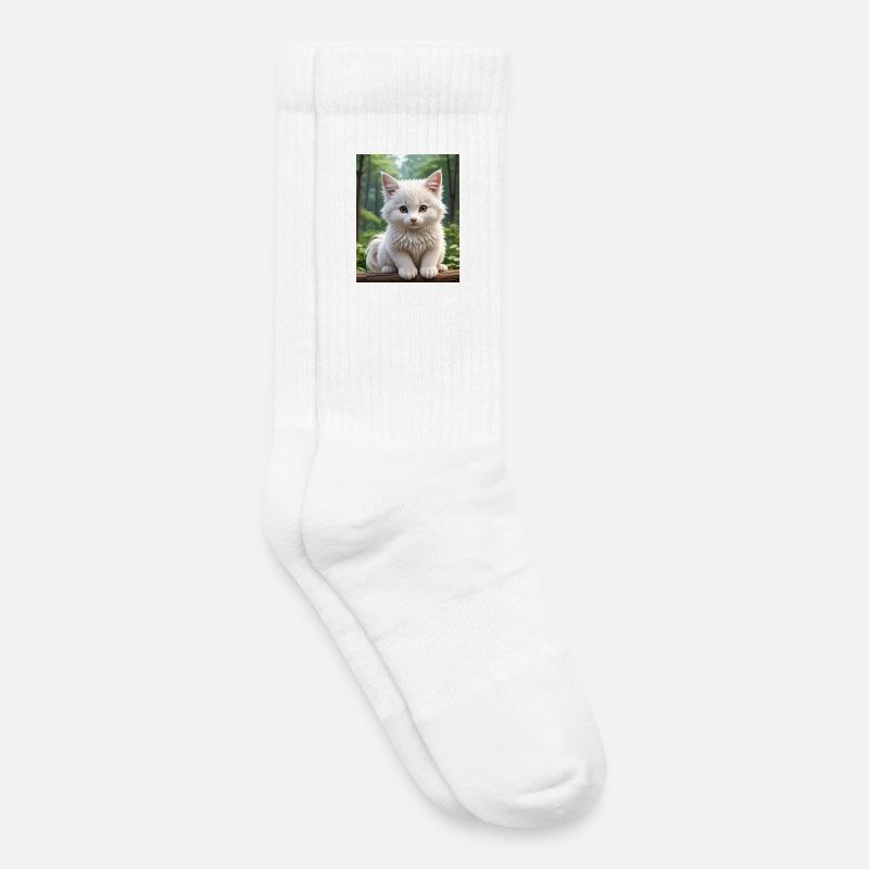 Chat mignon - Chaussettes de tennis bio enfant - blanc