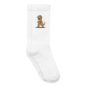 Humorvoller Dinosaurier mit Schürze - Kinder Tennissocken - Weiß - Rechts