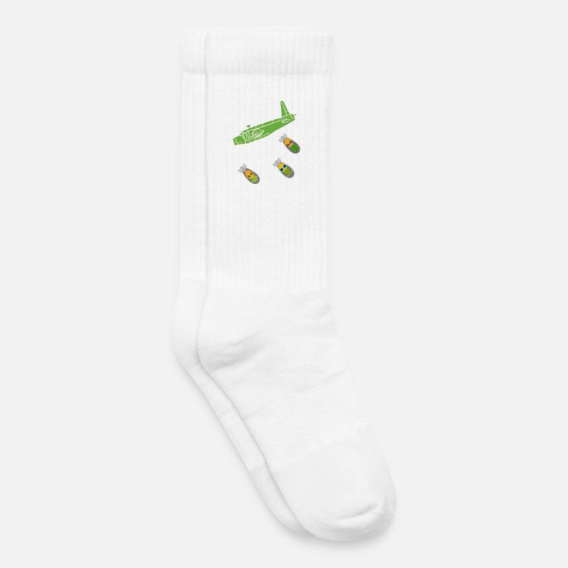 Green Pineapple Bomb Flugzeug - Kinder Tennissocken - Weiß