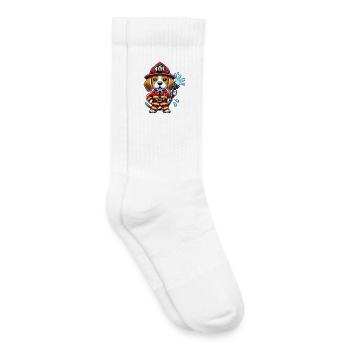 Beagle Feuerwehrmann Design - Kinder Tennissocken - Weiß - Rechts