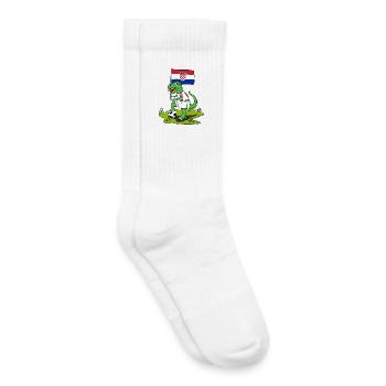 Drapeau de la Croatie Dinosaure Rex Football - Chaussettes de tennis bio enfant - blanc - Droite