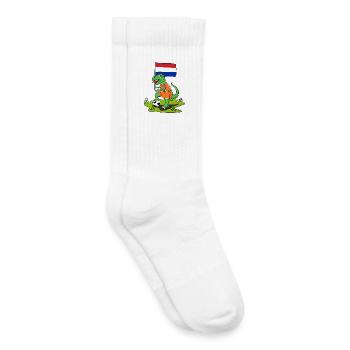 Hollande drapeau dinosaure rex football - Chaussettes de tennis bio enfant - blanc - Droite