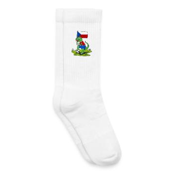 Drapeau de la République tchèque dinosaure Rex football - Chaussettes de tennis bio enfant - blanc - Droite