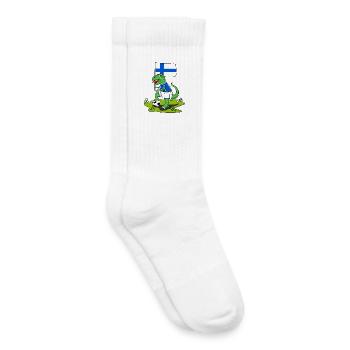 Finnland Flagge Dinosaurier Rex Fußball  - Kinder Tennissocken - Weiß - Rechts