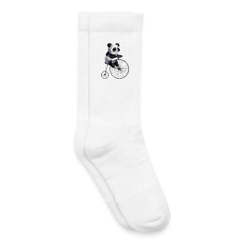 Panda on penny-farthing – retro meets animal love - Kids Tennis Socks - white - Right