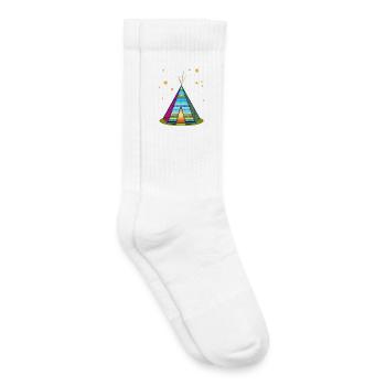 Colorful teepee tent – imaginative pattern - Kids Tennis Socks - white - Right