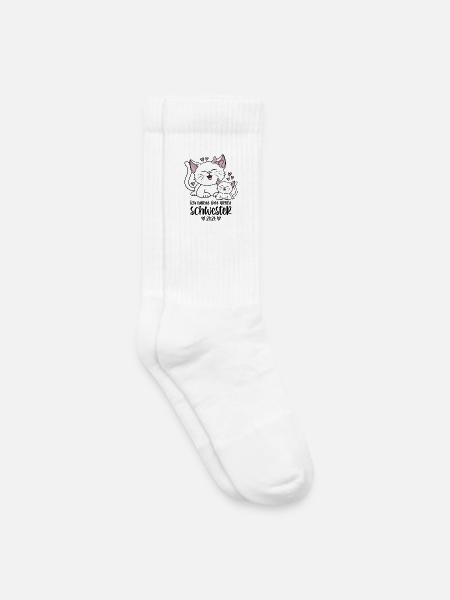 Große Schwester 2026 Kätzchen Katze Katzen Kinder - Kinder Tennissocken - Weiß