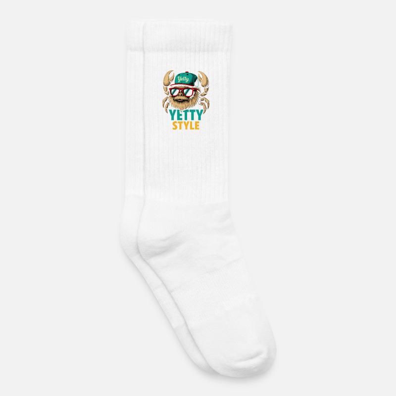 Yetty Style Yeti Graphic - Kids Tennis Socks - white