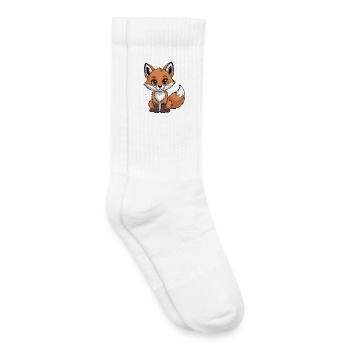 Cute Shy Fox Illustration for Animal Lovers - Kids Tennis Socks - white - Right