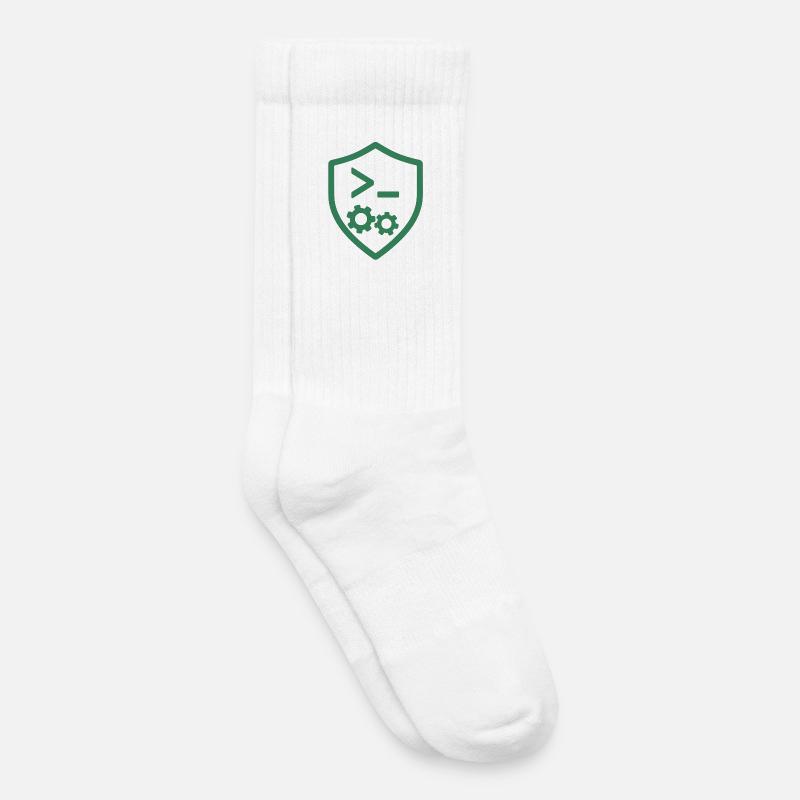 Bouclier de code avec engrenages - Chaussettes de tennis bio enfant - blanc