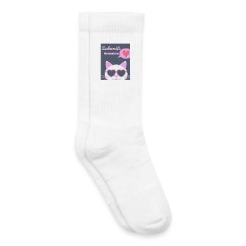 Sugar-sweet cat cult with heart glasses - Kids Tennis Socks - white - Right