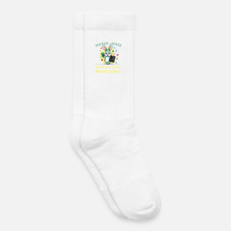 Math bunny with calculator and blackboard - Kids Tennis Socks - white