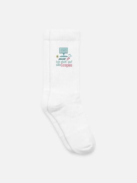 Ich steh' auf süße Computer - Kinder Tennissocken - Weiß