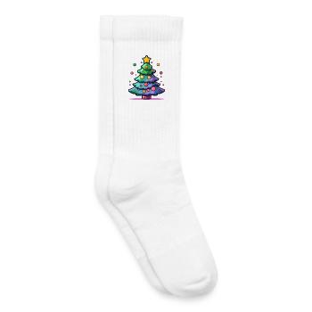 Festive Christmas Tree with Colourful Ornaments - Kids Tennis Socks - white - Right
