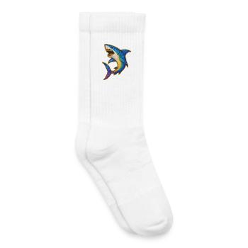 Hai | Rainbow Shark Patch Art - Kinder Tennissocken - Weiß - Rechts