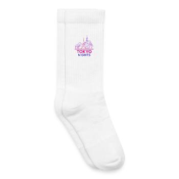 Tokyo Nights Neon Skyline Japon Design - Chaussettes de tennis bio enfant - blanc - Droite