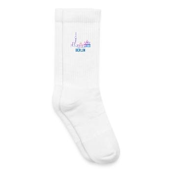 Impression de la Skyline au néon de Berlin - Chaussettes de tennis bio enfant - blanc - Droite
