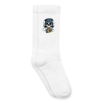 Schädel mit Kopfhörer und Blumen - Kinder Tennissocken - Weiß - Rechts
