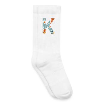 Lettre k fleurs groovy idée cadeau  - Chaussettes de tennis bio enfant - blanc - Droite