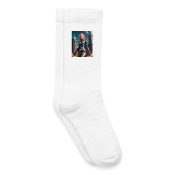 In a Metal Suit - GBC Sci-fi Warrior Woman - Kids Tennis Socks - white - Right