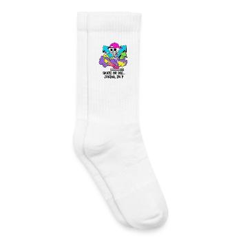 Patine ou meurs, en plaisantant, j’ai 7 ans. - Chaussettes de tennis bio enfant - blanc - Droite
