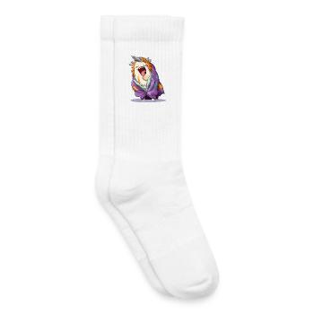 Yawning unicorn with scarf - Kids Tennis Socks - white - Right
