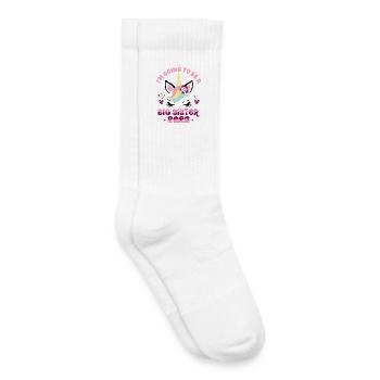 Grande Sœur 2026 Licorne avec des fleurs enceinte - Chaussettes de tennis bio enfant - blanc - Droite