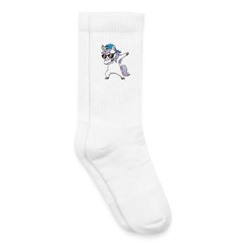 Dessin animé de lunettes de soleil licorne à appliquer à la fraîcheur - Chaussettes de tennis bio enfant - blanc - Droite