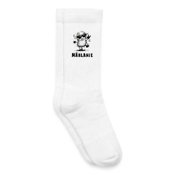 Mählanie – Drôle de jeu de mots sur les moutons - Chaussettes de tennis bio enfant - blanc - Droite