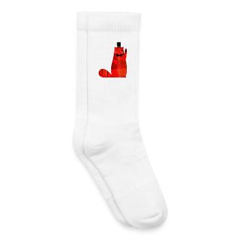 Chat rouge avec nœud papillon et haut-de-forme - Chaussettes de tennis bio enfant - blanc - Droite