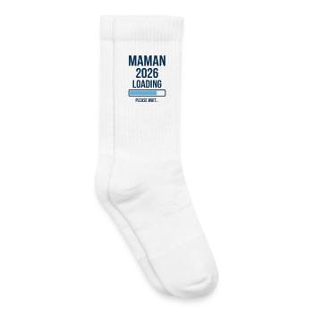 Maman 2026 Loading Annonce Grossesse - Chaussettes de tennis bio enfant - blanc - Droite