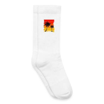 Palmier Sunset Éclat - Chaussettes de tennis bio enfant - blanc - Droite