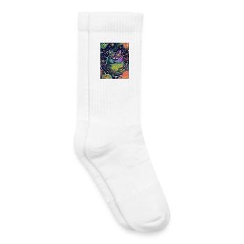 Katze Hippie Weltraum - Kinder Tennissocken - Weiß - Rechts
