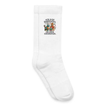 Schlaf ist überbewertet Horror Filme - Kinder Tennissocken - Weiß - Rechts