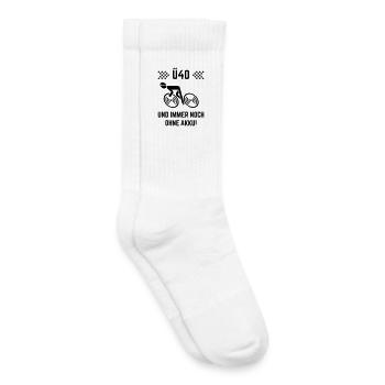 Ü40 Und Immer Noch Ohne Akku! (Fahrrad Rennrad B) - Kinder Tennissocken - Weiß - Rechts