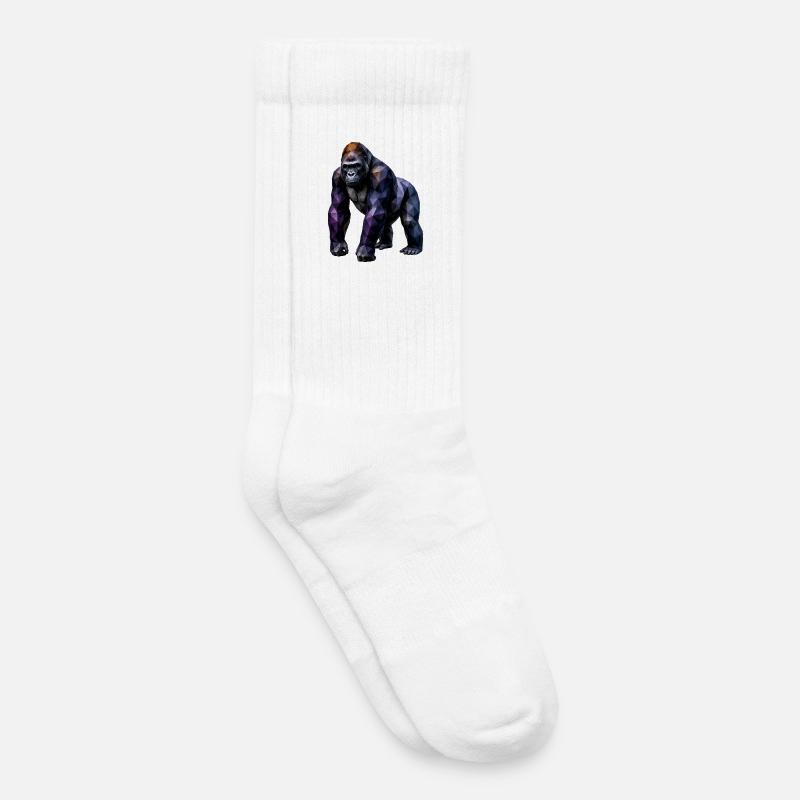 Gorilla Polygon – Colored Geometry - Kids Tennis Socks - white