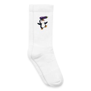 Süßer Pinguin Tanzen Balancieren Gemüse Vegan  - Kinder Tennissocken - Weiß - Rechts