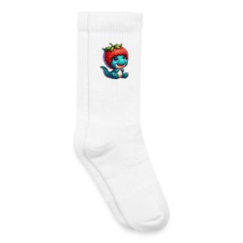 Süßer Dino T-Rex Erdbeere Skurril Hut Fruchtig - Kinder Tennissocken - Weiß - Rechts