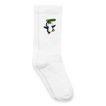 Süßer Pinguin Comic Gurke Artist Gleichgewicht - Kinder Tennissocken - Weiß - Rechts