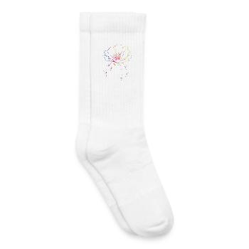 Cactus with Blossom Line Art Illustration - Kids Tennis Socks - white - Right