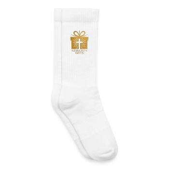 Dieu donne des cadeaux - couleur sable - Chaussettes de tennis bio enfant - blanc - Droite