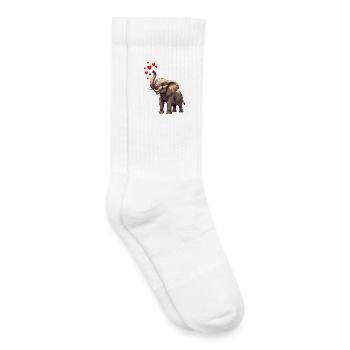 Éléphant au cœur - Chaussettes de tennis bio enfant - blanc - Droite